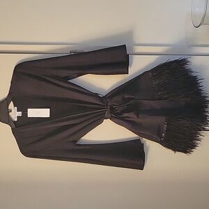 Rya Collection Black Ostrich Feathered Robe